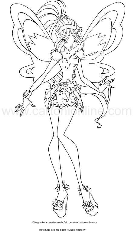 Dibujo de Flora Tynix (Winx Club) para imprimir y colorear