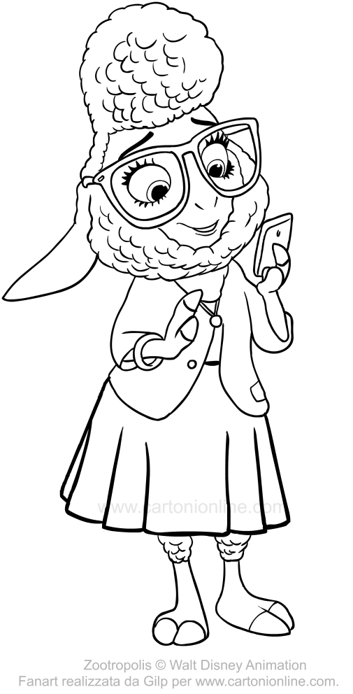 Dibujo de Dawn Bellwether (Zootropia) para imprimir y colorear