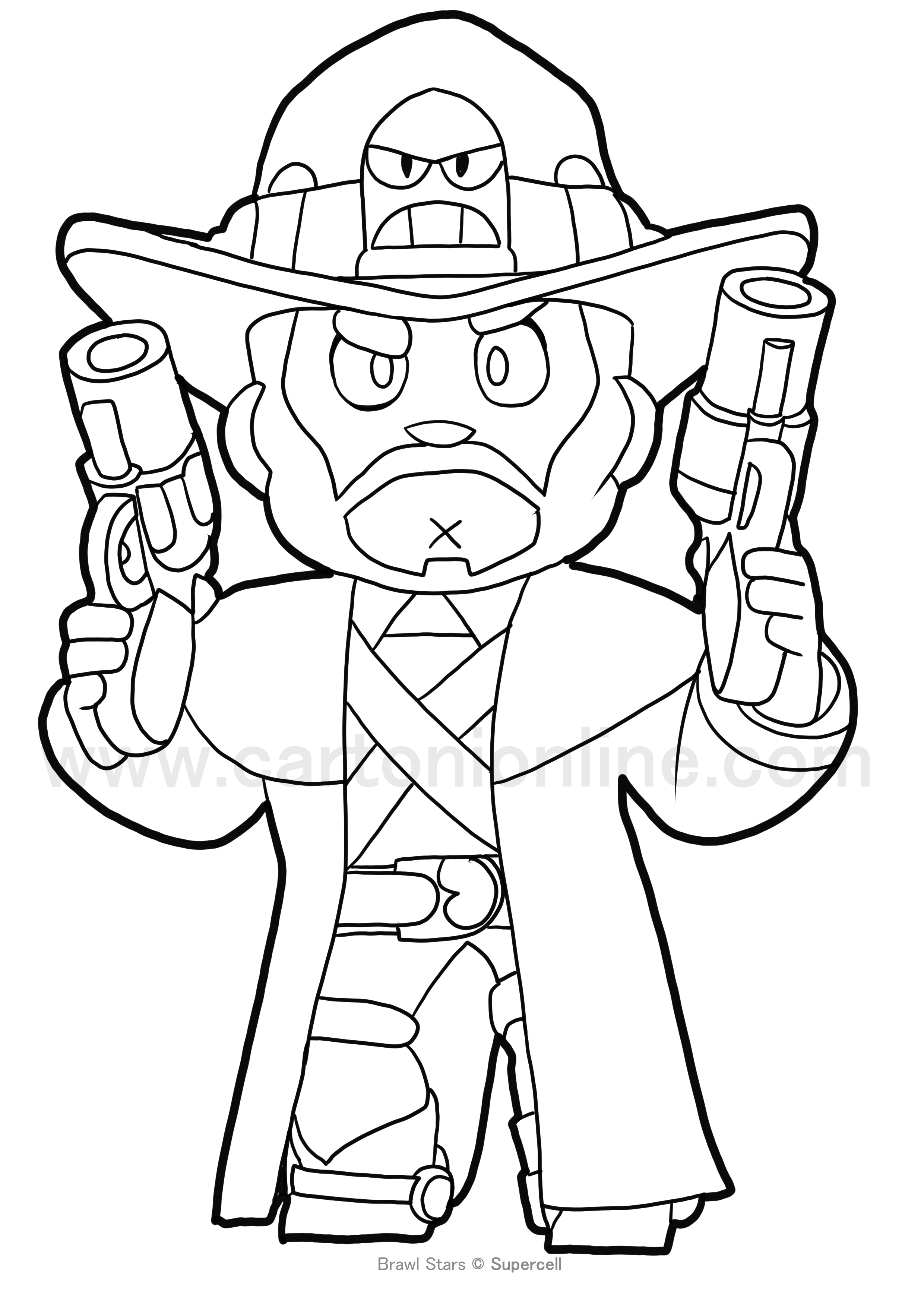 Disegno di Gunslinger Colt di Brawl Stars da stampare e colorare