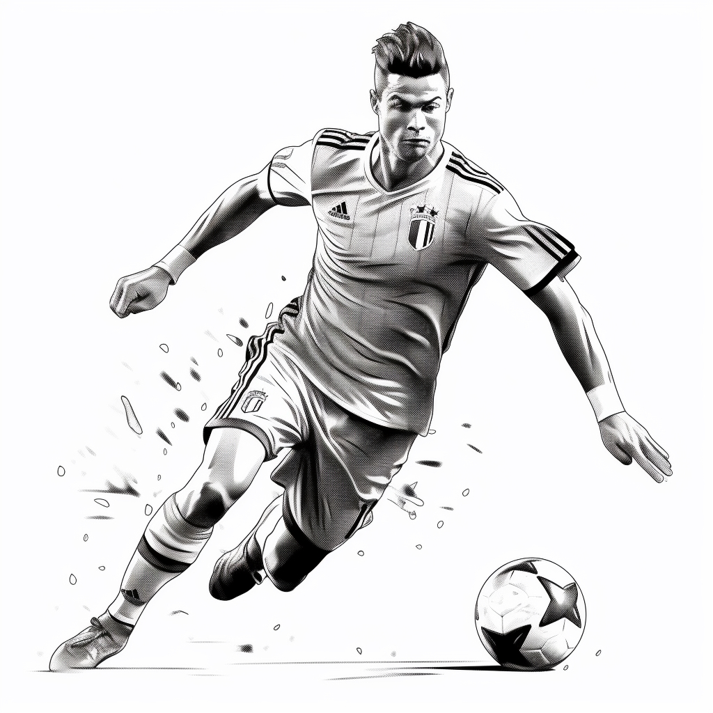 Disegno 07 di Cristiano Ronaldo da stampare e colorare