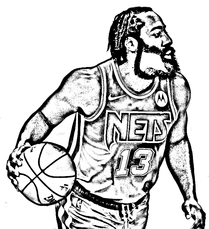 Disegno di James Harden di Basket NBA da stampare e colorare