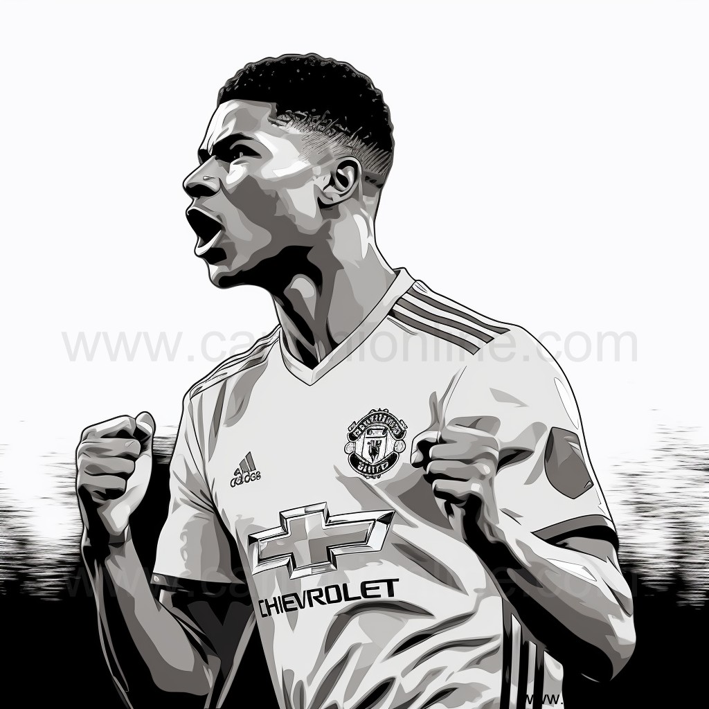 Disegno di Marcus Rashford di calcio da stampare e colorare