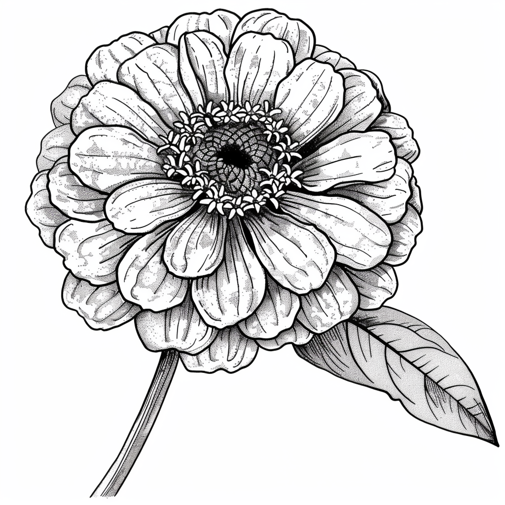 Disegni da colorare di fiori di zinnia