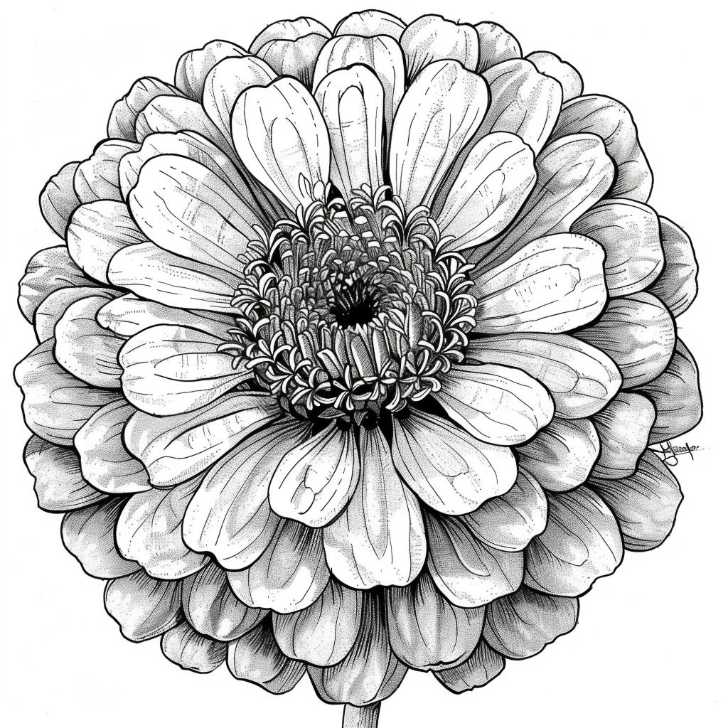 Disegni da colorare di fiori di zinnia