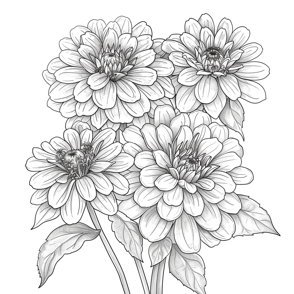 Disegni da colorare di fiori di zinnia