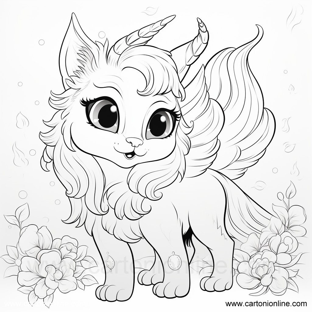 Disegno 17 di Gatto unicorno da stampare e colorare