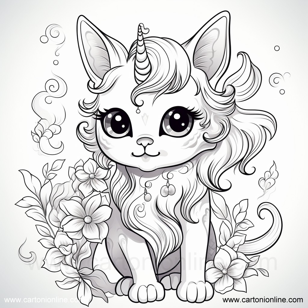 Disegno 27 di Gatto unicorno da stampare e colorare