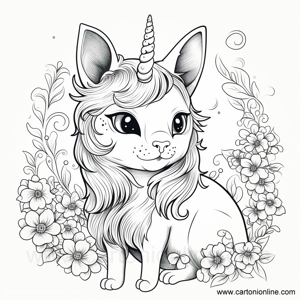 Disegno 47 di Gatto unicorno da stampare e colorare
