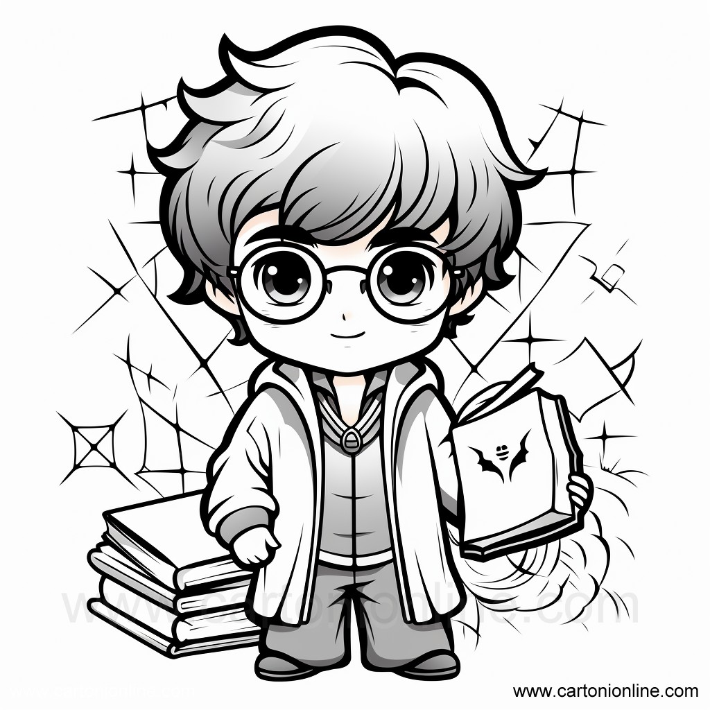 Disegno 07 di Harry Potter kawaii da stampare e colorare