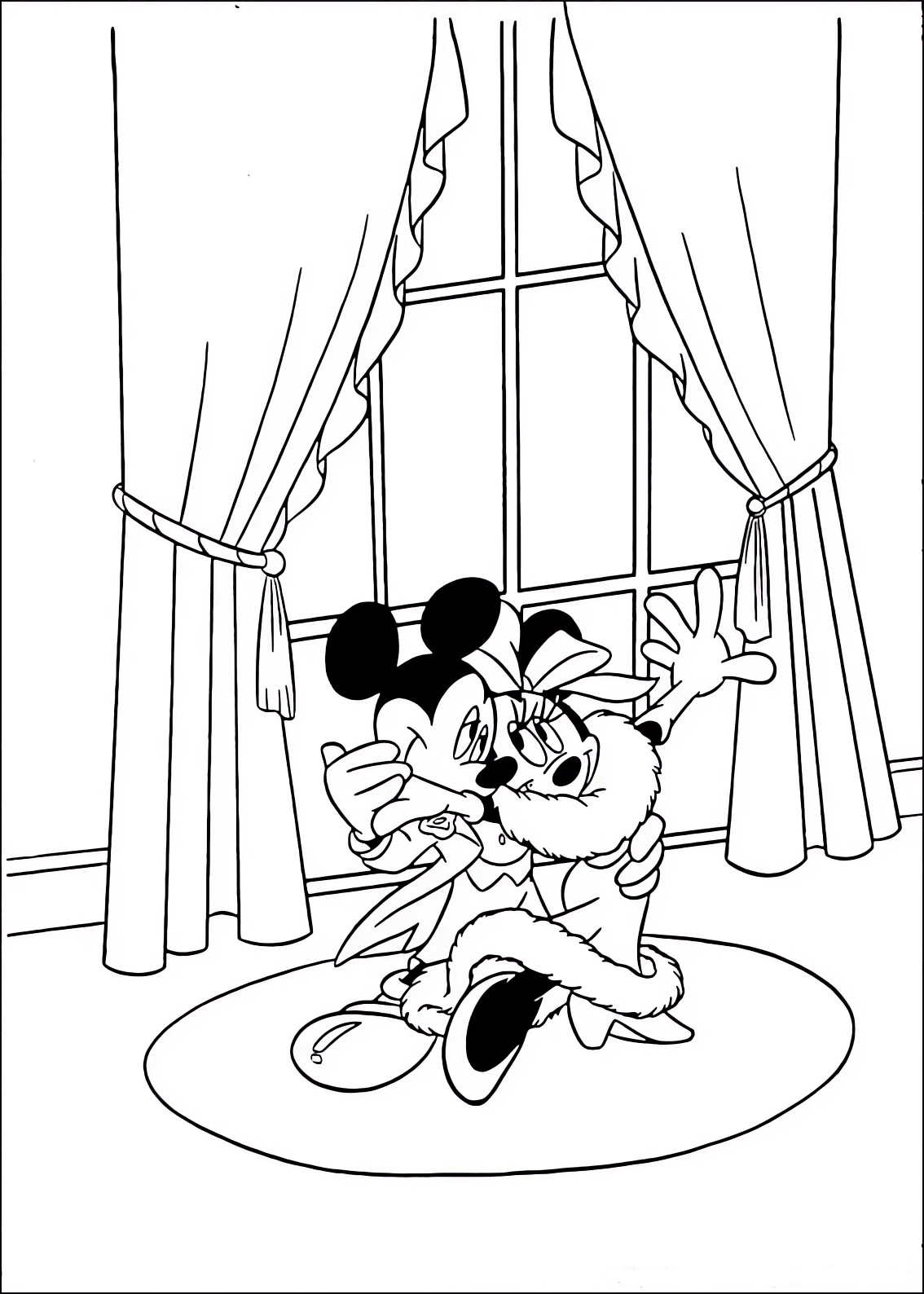 Disegno da colorare di Minnie e Topolino (Mickey Mouse) che ballano un valzer  