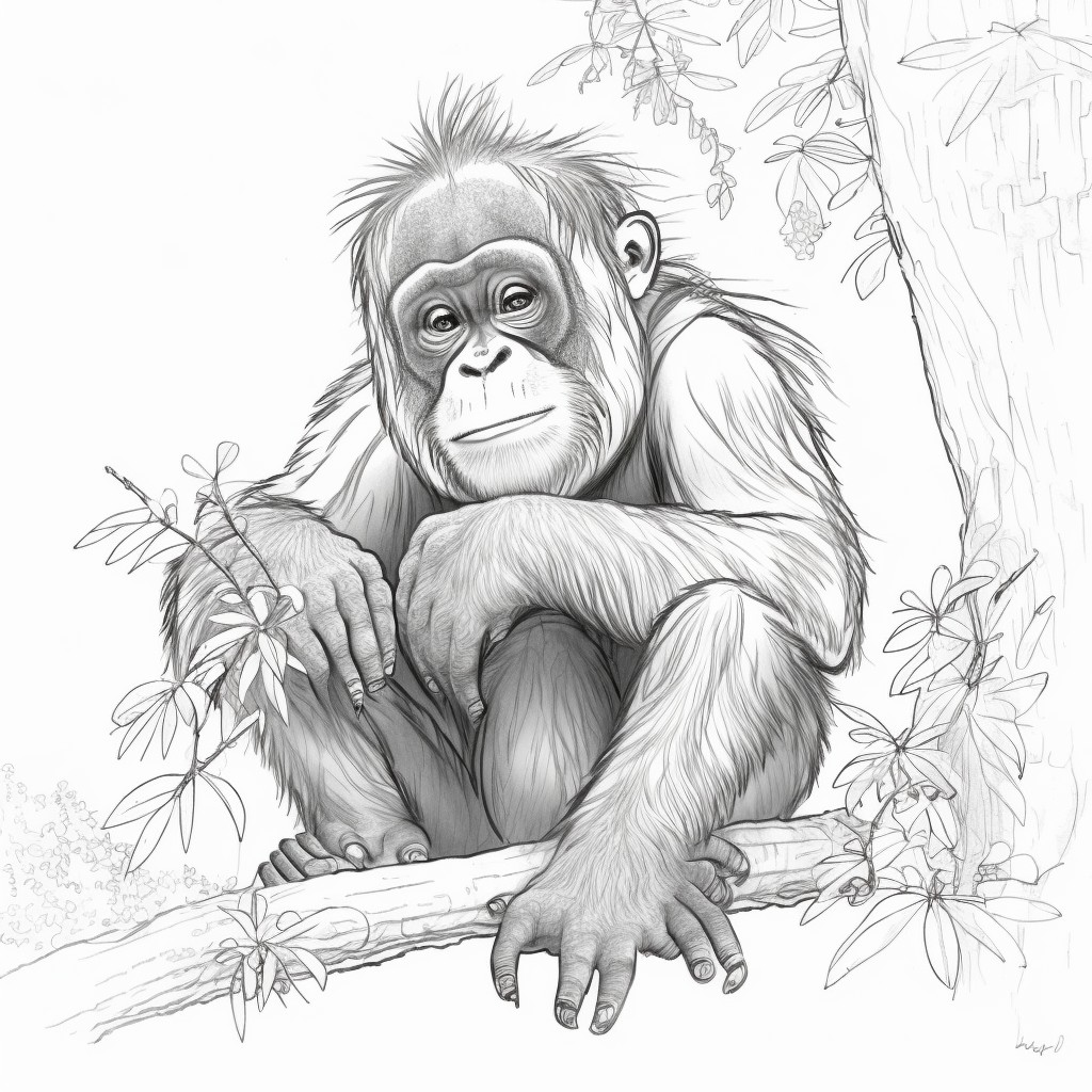 Disegno di Orangotango in stile comics da stampare e colorare