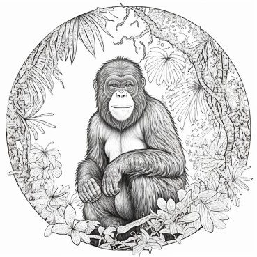 Disegno di Orangotango in stile mandala da stampare e colorare
