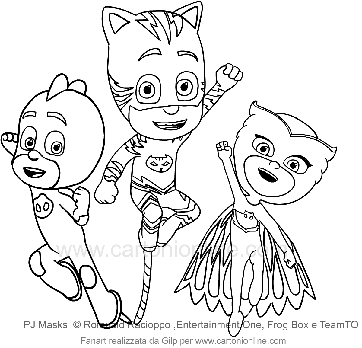 Disegno dei PJ Masks superpigiamini da stampare e colorare