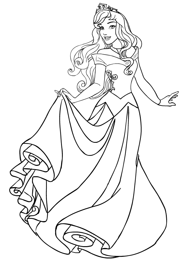 Disegno della Principessa Aurora de La bella e addormentata nel bosco da stampare e colorare