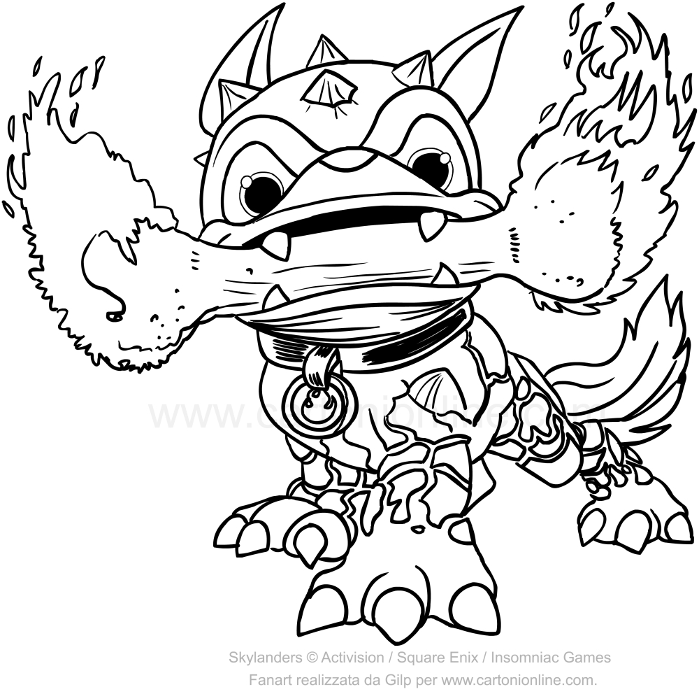 Disegno di Skylanders Fire Bone Hot Dog da stampare e colorare