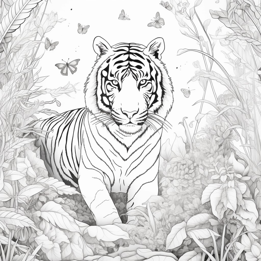 Disegno 07 di tigre da stampare e colorare