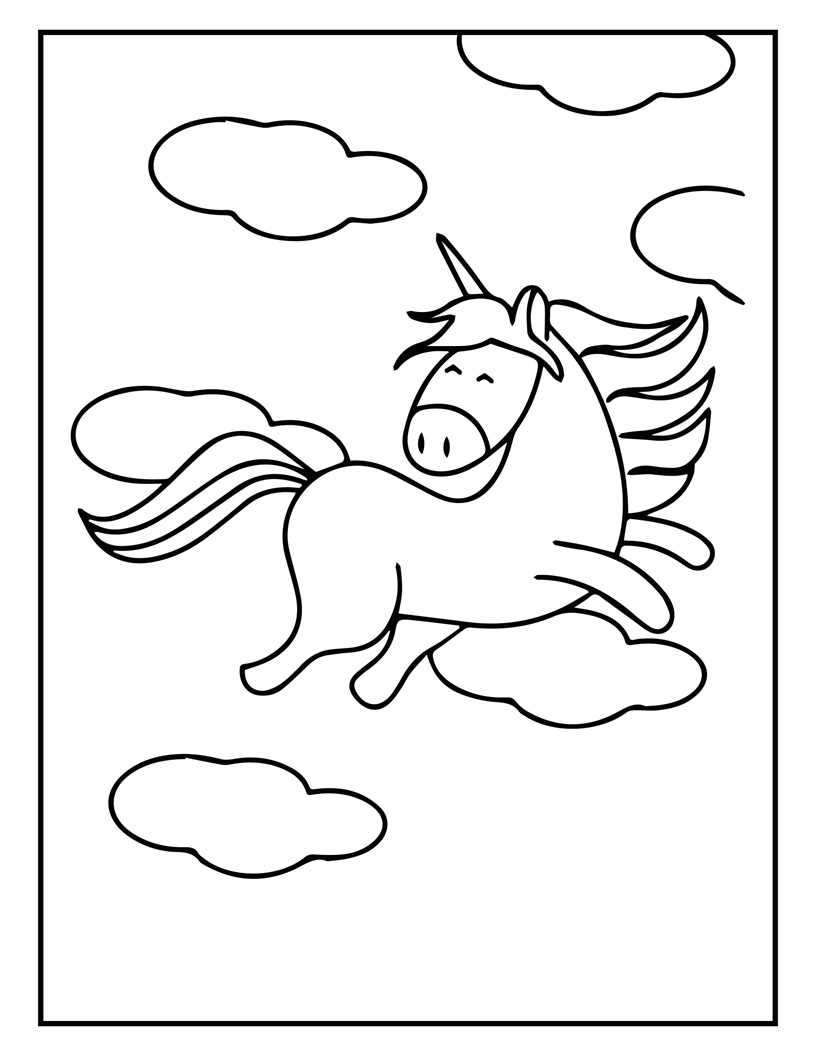 Disegno da colorare di unicorno per bambini