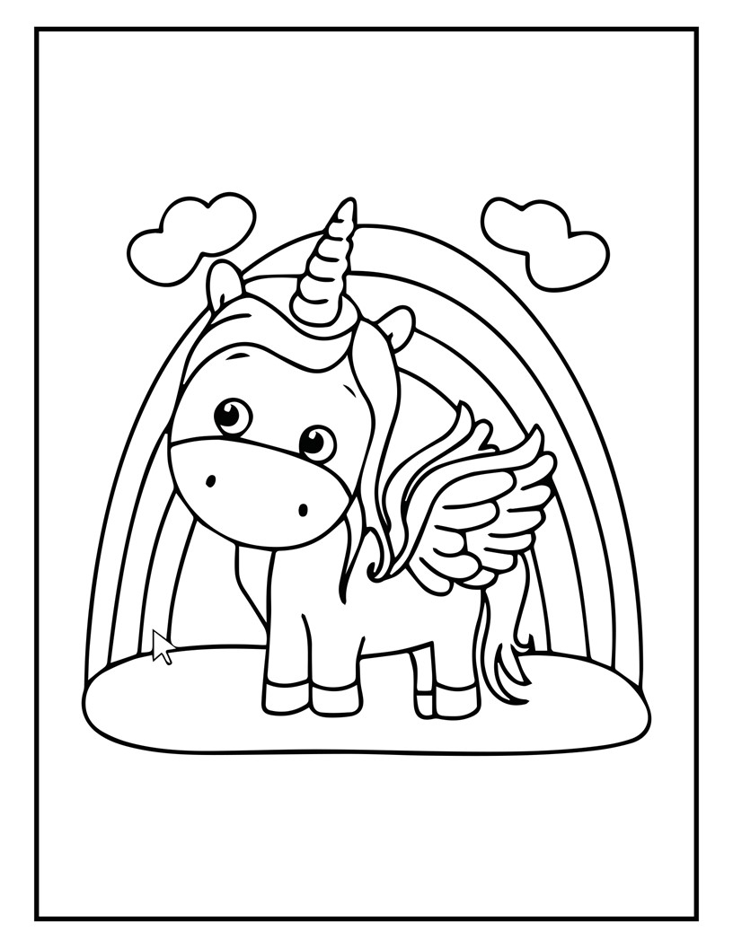 Disegno da colorare di unicorno per bambini