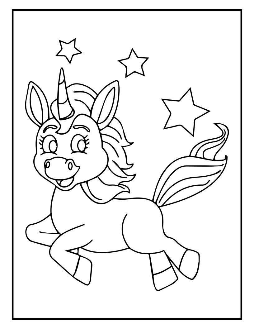 Disegno da colorare di unicorno per bambini