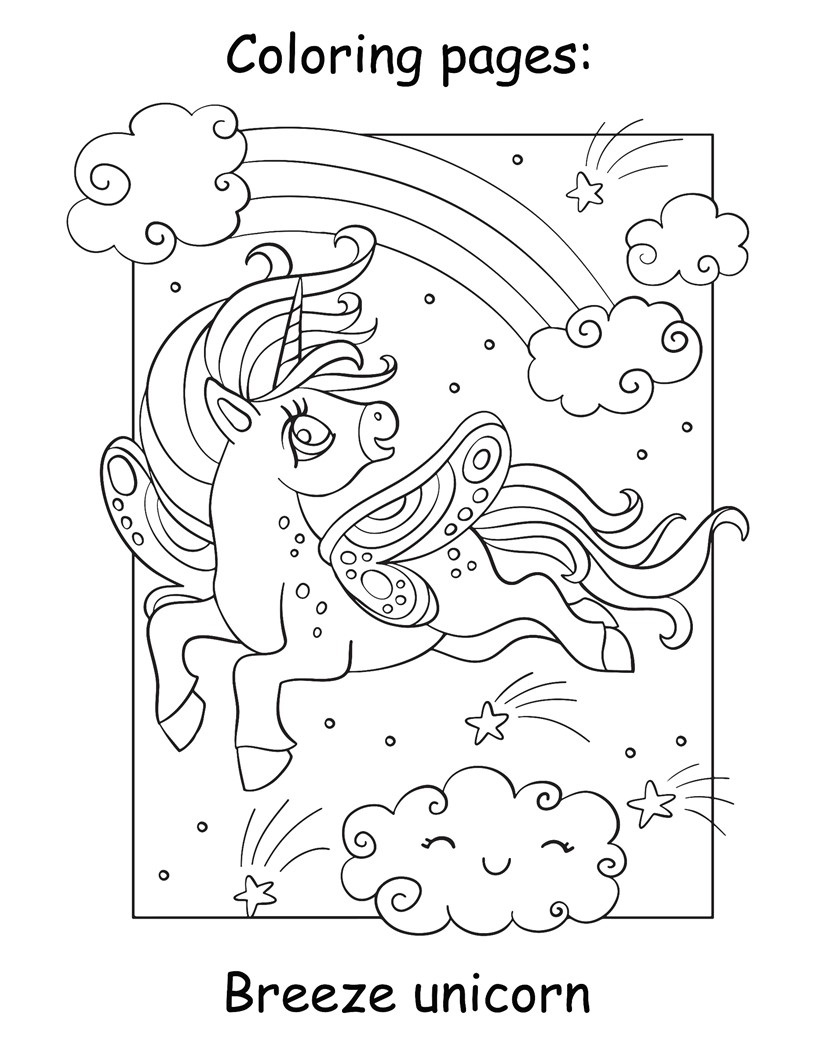 Disegno da colorare di unicorno per bambini