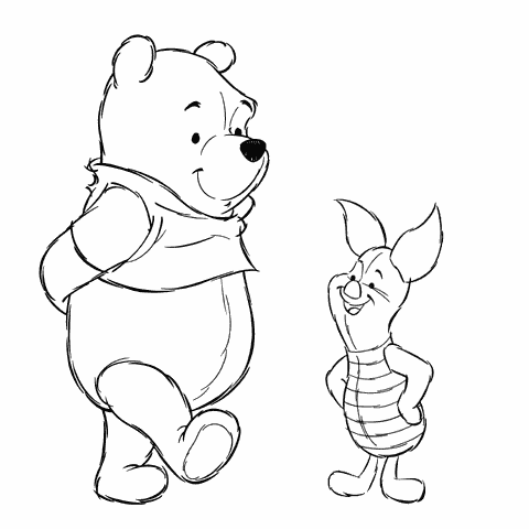 Disegno da colorare di Winnie the Pooh e il maialino Pimpi