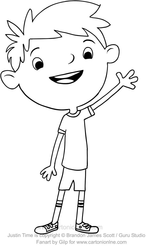 Drawing Justin greets (Justin Time) coloring pages printable for kids