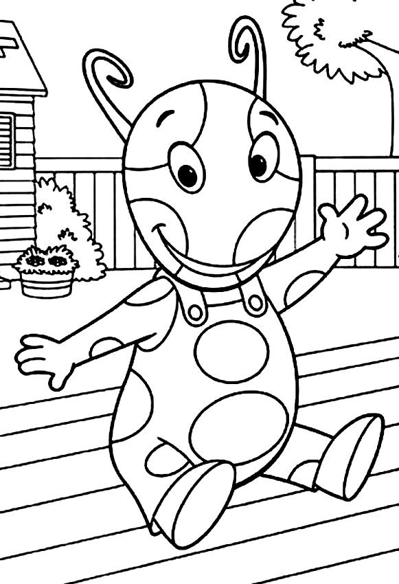 Drawing of Uniqua la creatura rosa of the Backyardigans to print and coloring