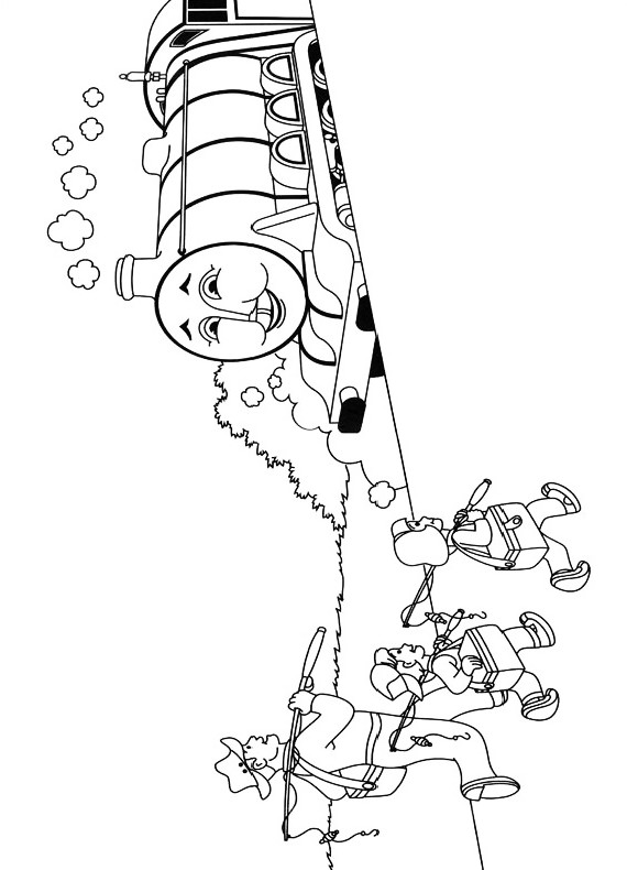 Drawing the train Henry who meets with the father and the fishermen coloring pages printable for kids