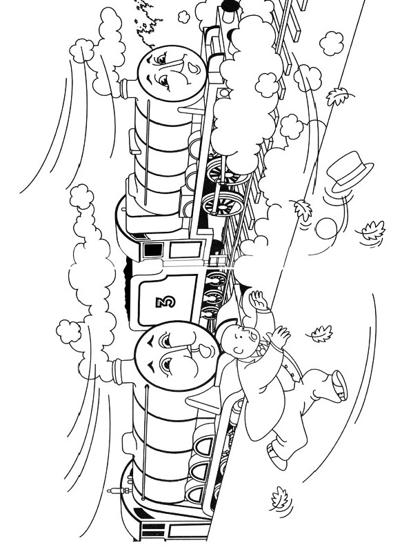 Drawing the train Henry and the wind who blows the mayor's hat coloring pages printable for kids