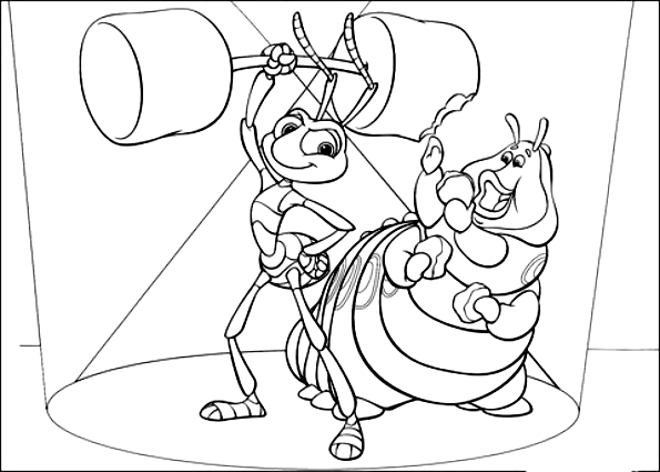 Drawing Flik and Heimlich (A Bug's Life) coloring pages printable for kids