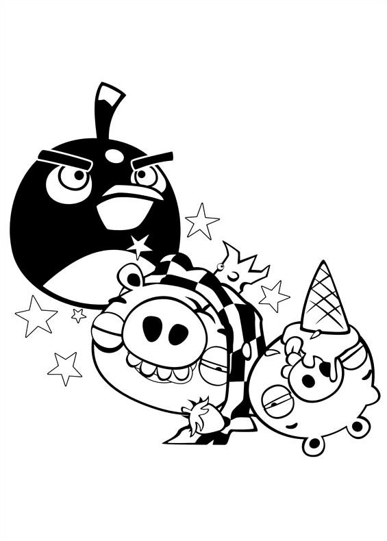 Drawing of Angry Birds to print and coloring