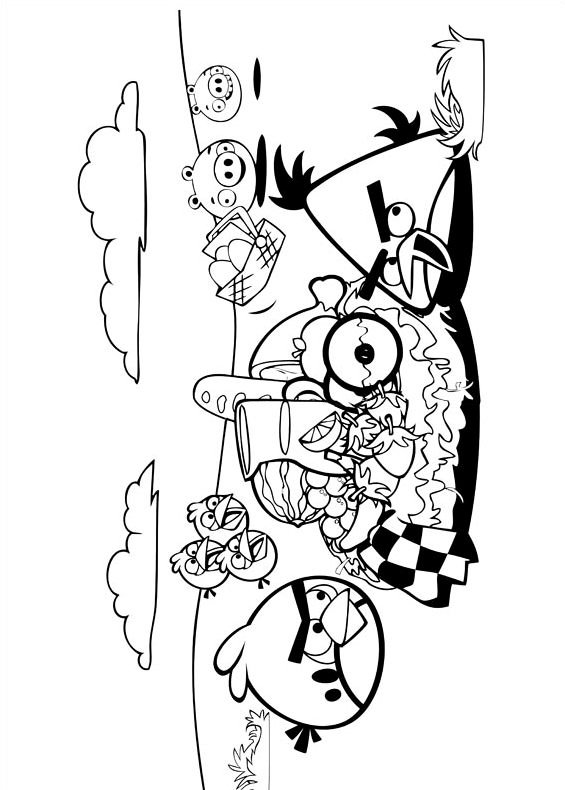 Drawing of Angry Birds to print and coloring