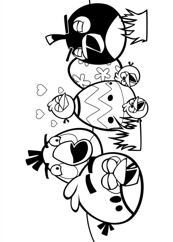 Drawing of Angry Birds to print and coloring