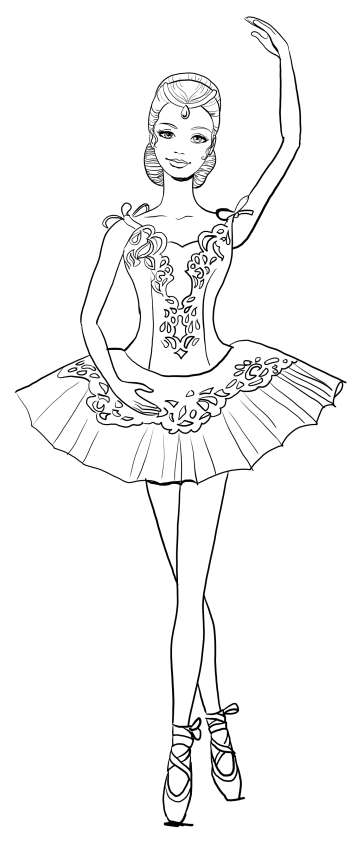  Barbie ballerina coloring page to print 