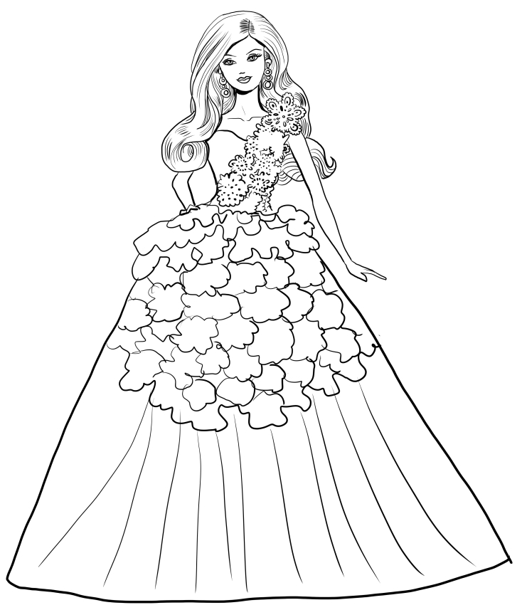  Barbie party magic with white dress coloring page to print 