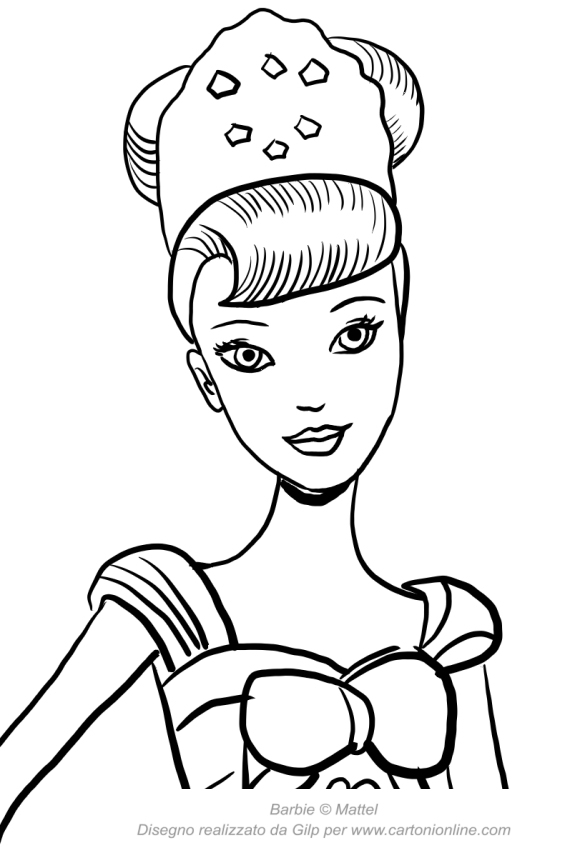  Barbie princess with a face in the foreground coloring page to print 