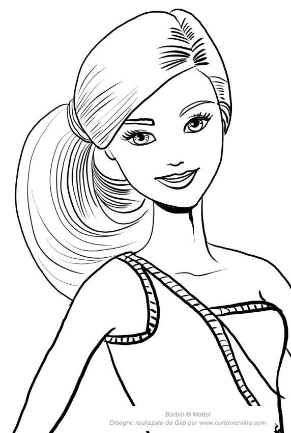  Barbie skater with a face in the foreground coloring page to print 