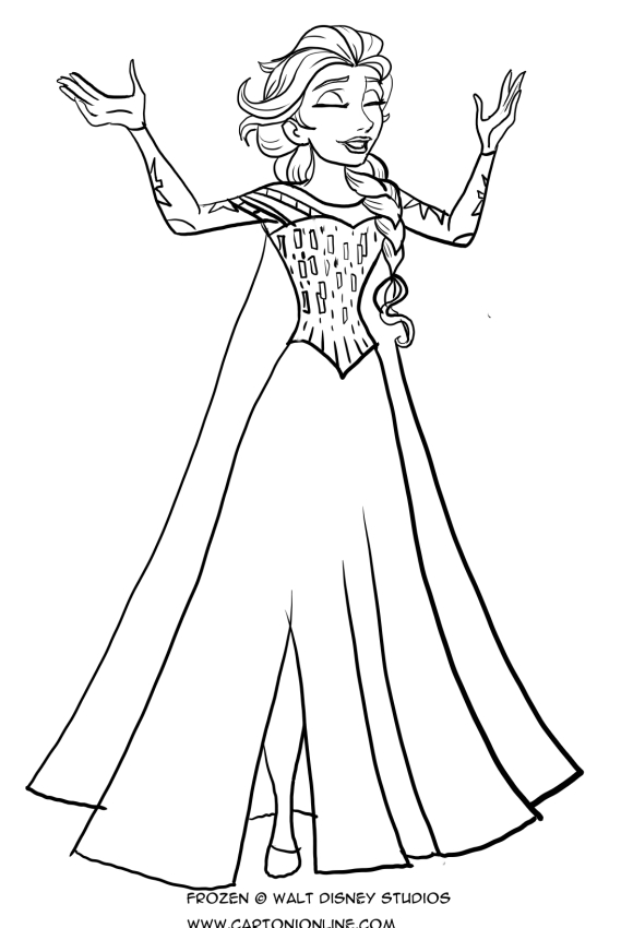 Elsa sings coloring page