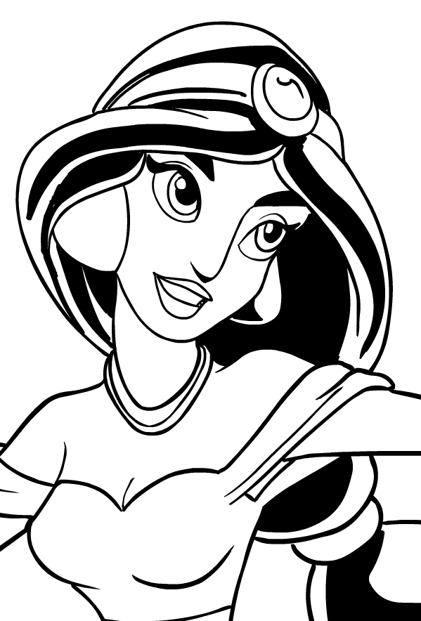 Drawing of the Princess Jasmine (face) from Aladdin to print and coloring