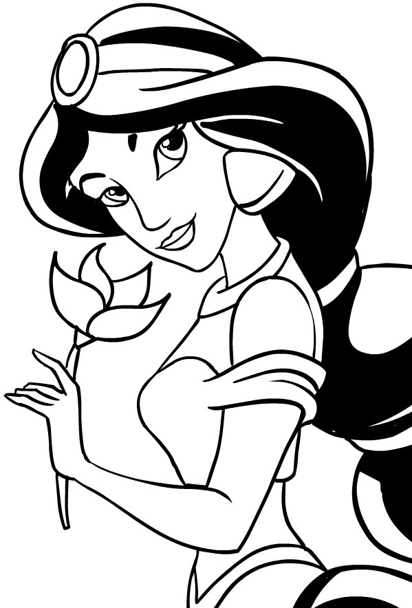 Drawing of the Princess Jasmine (face) from Aladdin to print and coloring