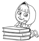 Masha on books coloring page