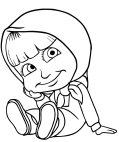 Masha thoughtfu coloring page