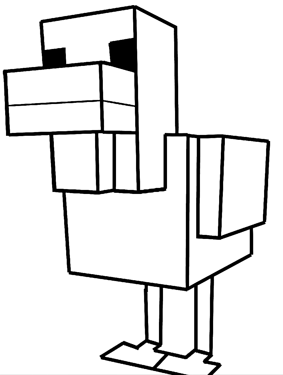 Drawing of Pollo di Minecraft to print and coloring