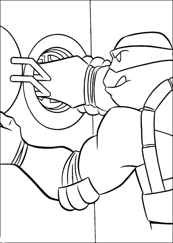 Drawing of Donatello e la cassaforte of Ninja Turtles to print and coloring