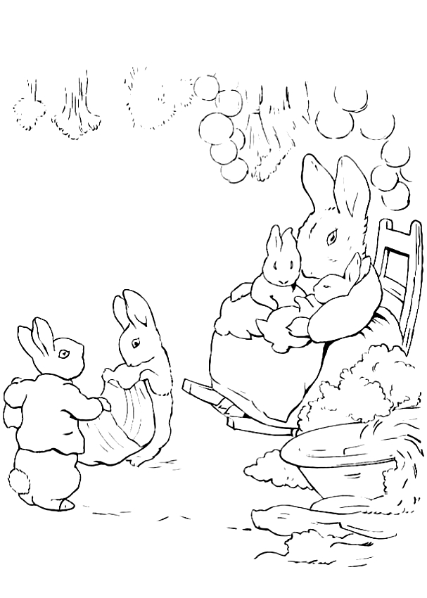 Drawing of Peter Rabbit to print and coloring