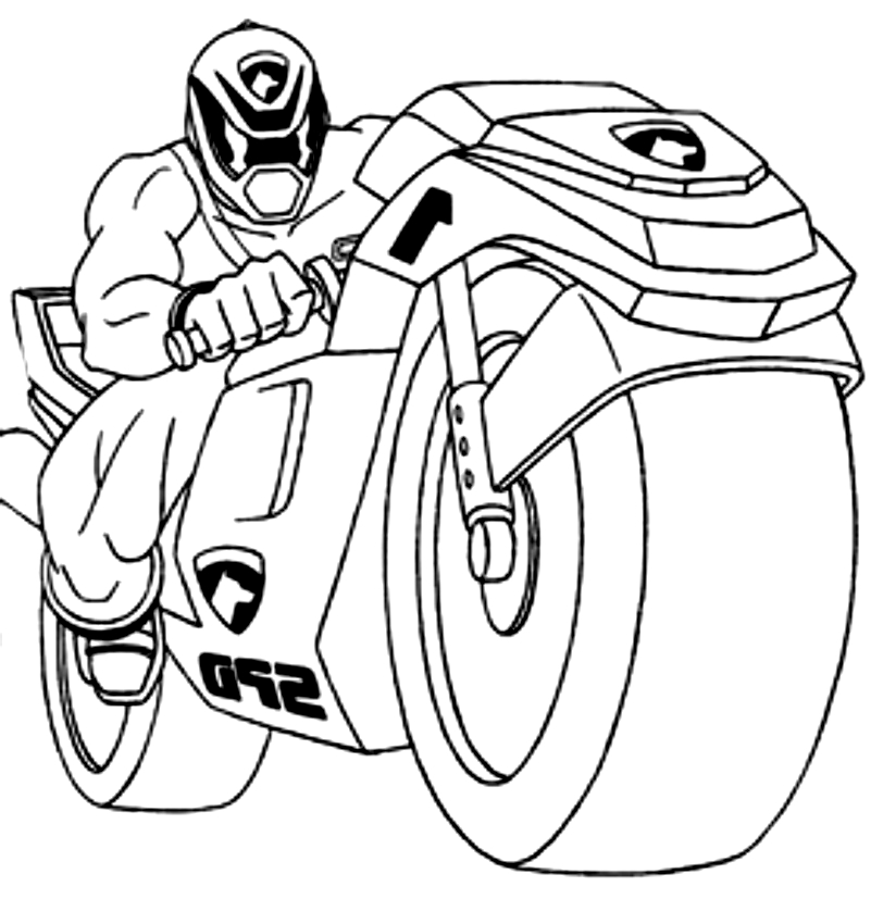 Drawing of Crime Kicker sulla moto dei Power Rangers to print and coloring