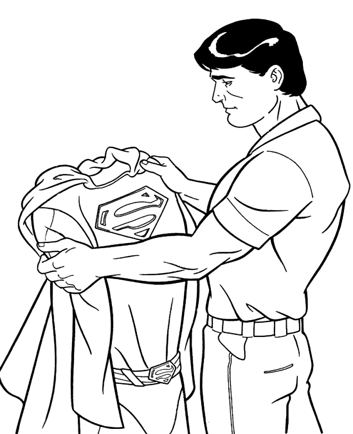 Drawing Clark Kent with the Superman costume coloring pages printable for kids 