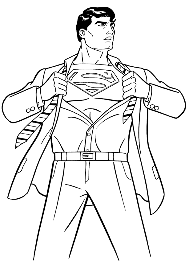 Drawing Clark Kent becomes Superman coloring pages printable for kids 