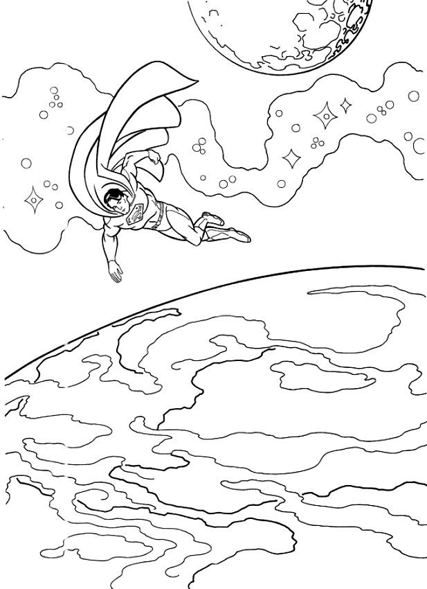 Drawing Superman who saves the planet coloring pages printable for kids 