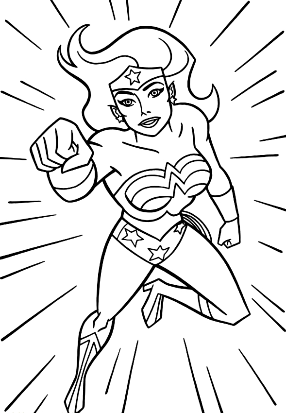 Drawing of Wonder Woman to print and coloring